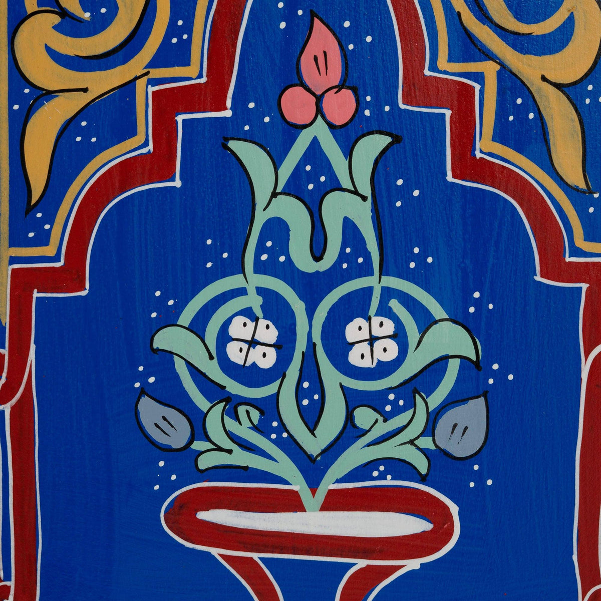 Mesita de noche árabe azul dibujada