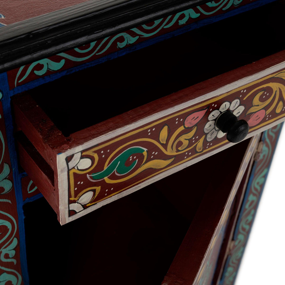 Mesita de noche árabe granate pintada a mano