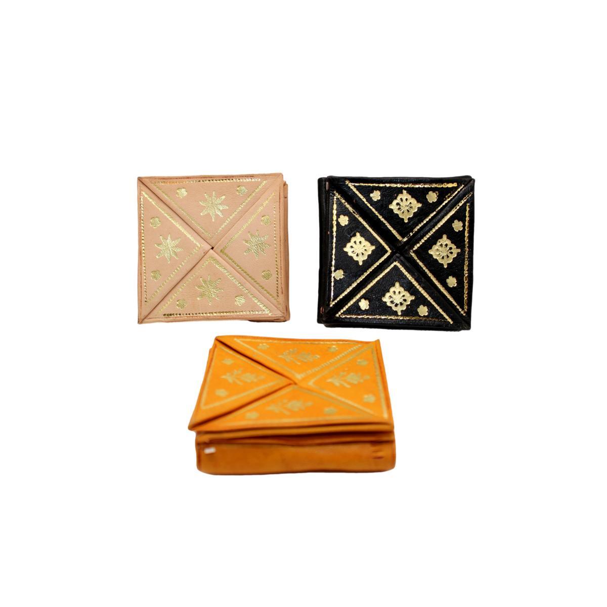 Monedero marroquí de cuero natural billetero