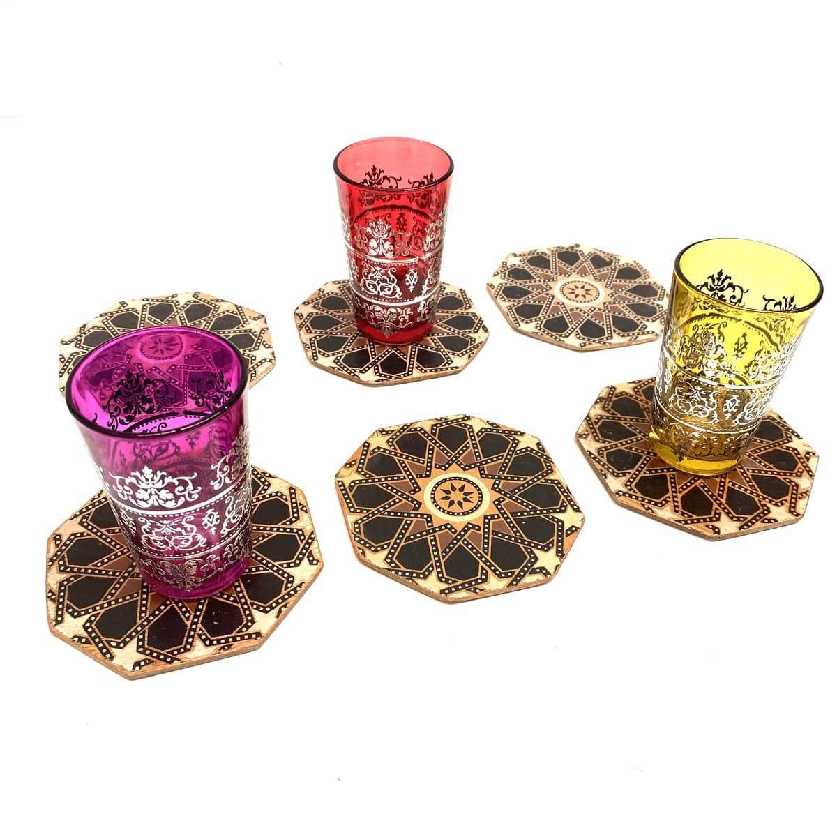 Pack 6 Posavasos Árabe de Madera arabesco