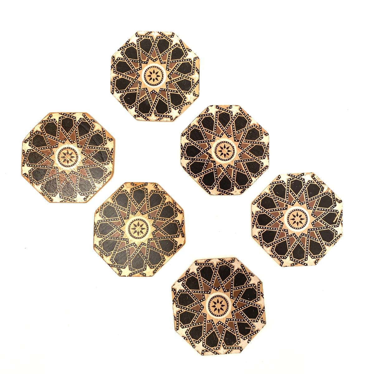 Pack 6 Posavasos Árabe de Madera