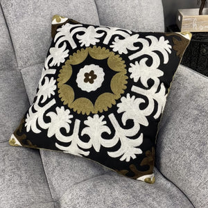 Funda de cojín árabe floral blanco y negro vídeo