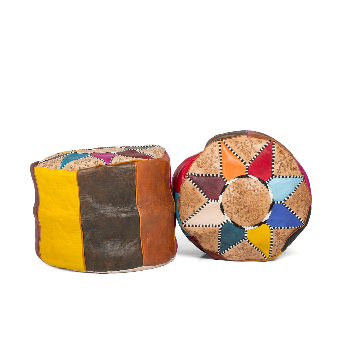 Puff árabe de cuero multicolor