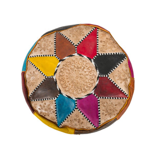 Puff árabe de cuero multicolor