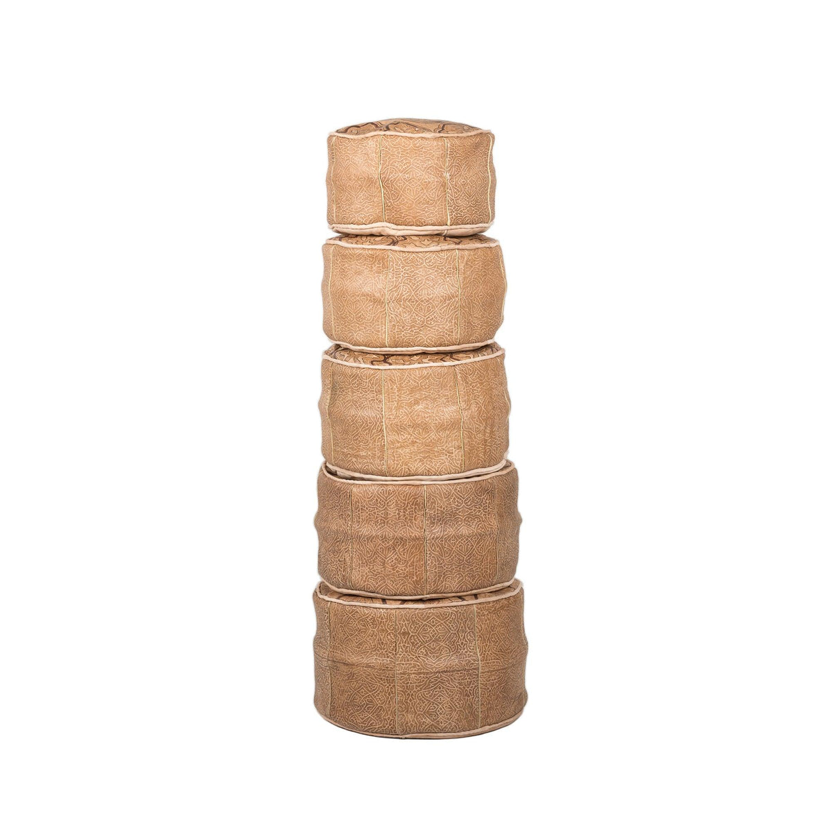 Set de 5 Puff árabe de piel estilo camello