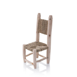 Silla marroquí de madera de limonero y anea