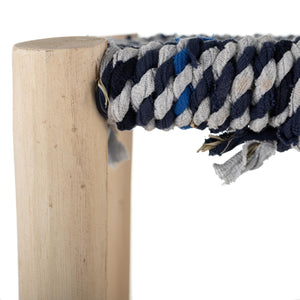 Taburete marroquí de madera y anea Gris & Blanca