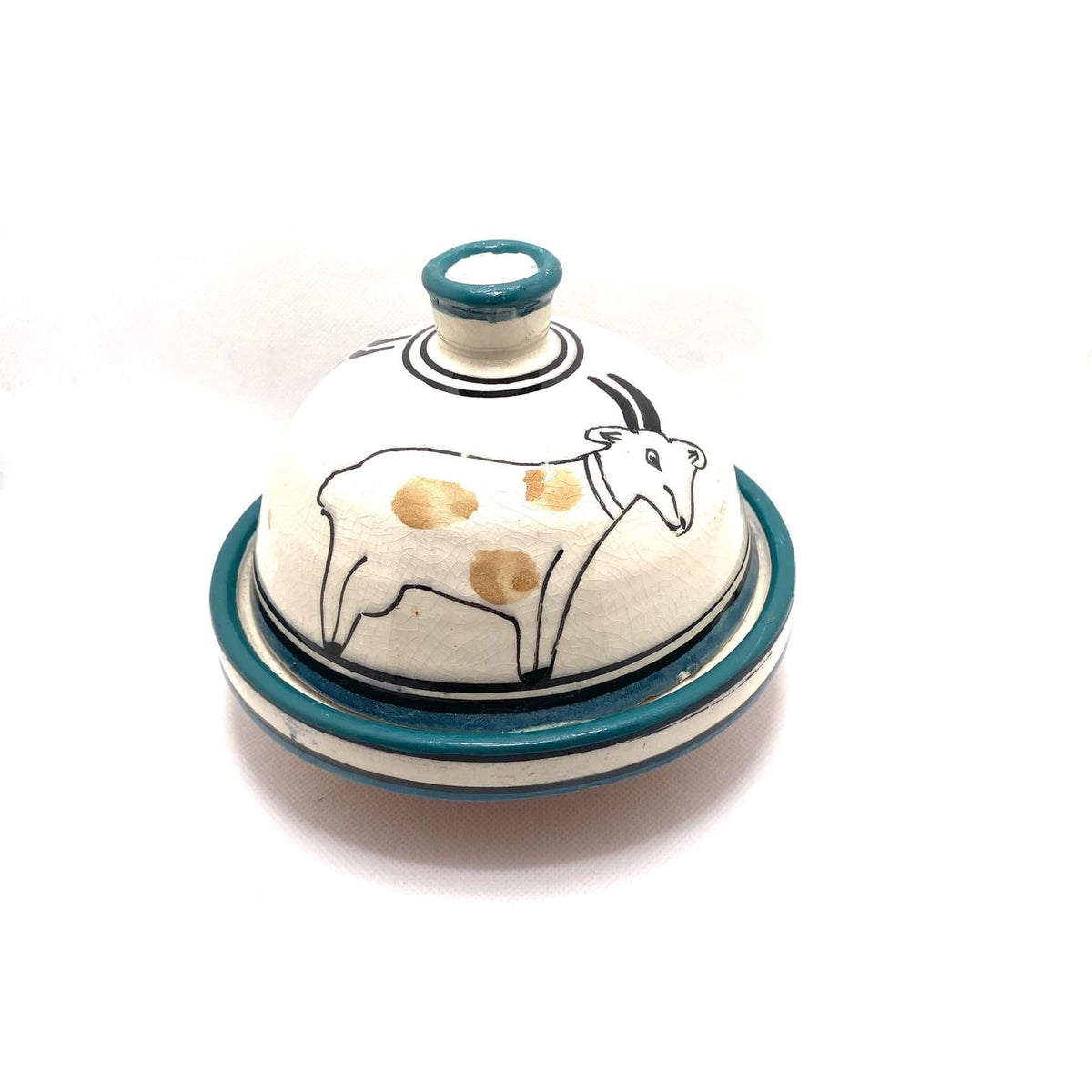 Tajín marroquí de cerámica dibujo cabra 3 colores