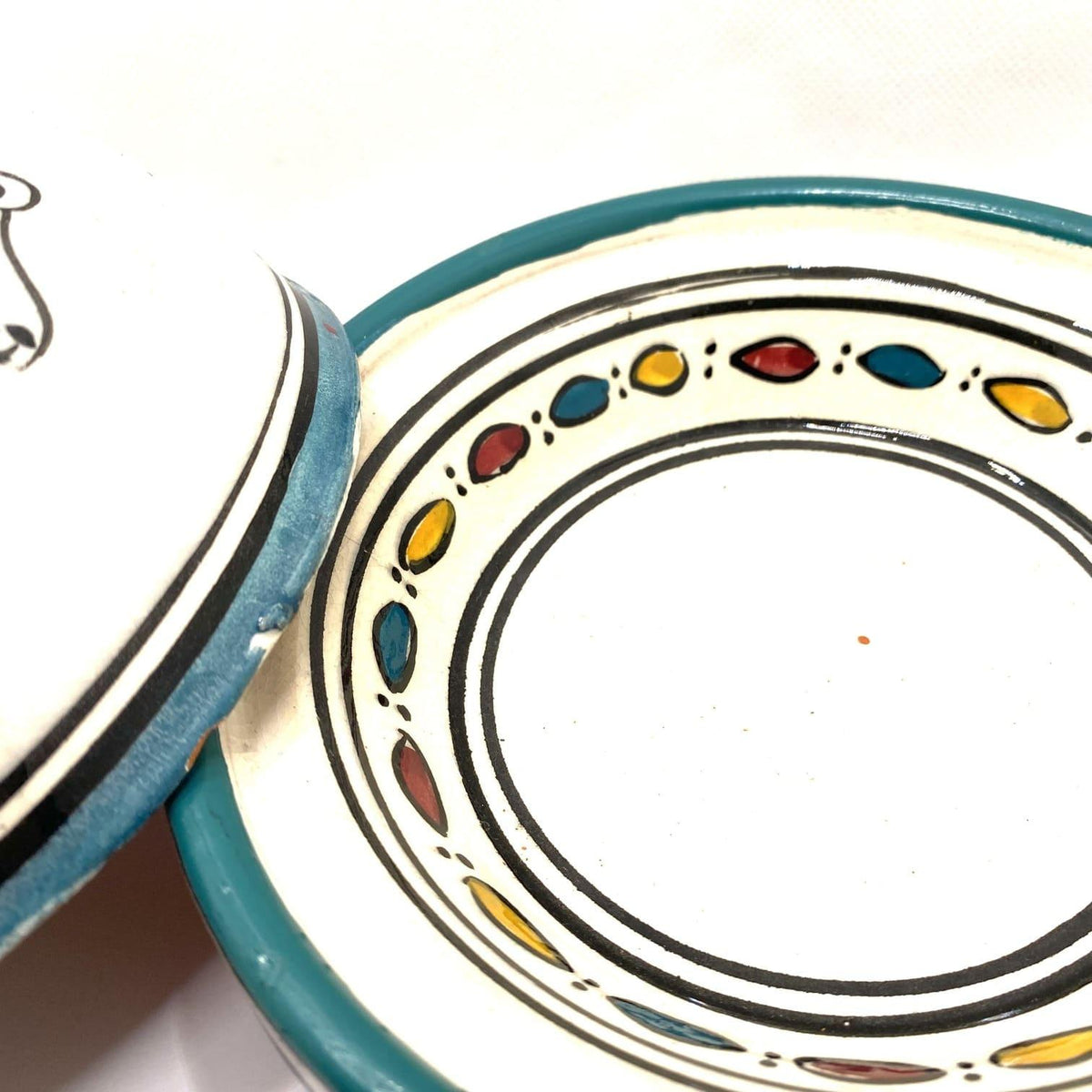 Tajín marroquí de cerámica dibujo cabra 3 colores