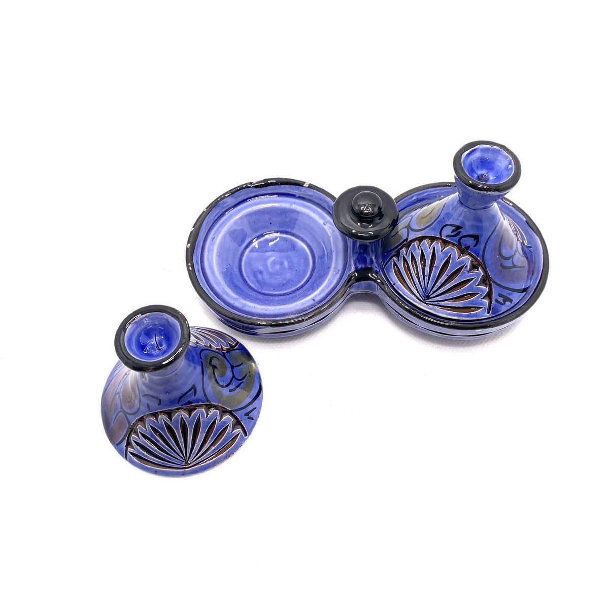 Tajín marroquí especiero labrado azul