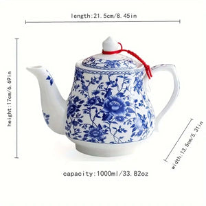 tetera floral cerámica oriental técnica