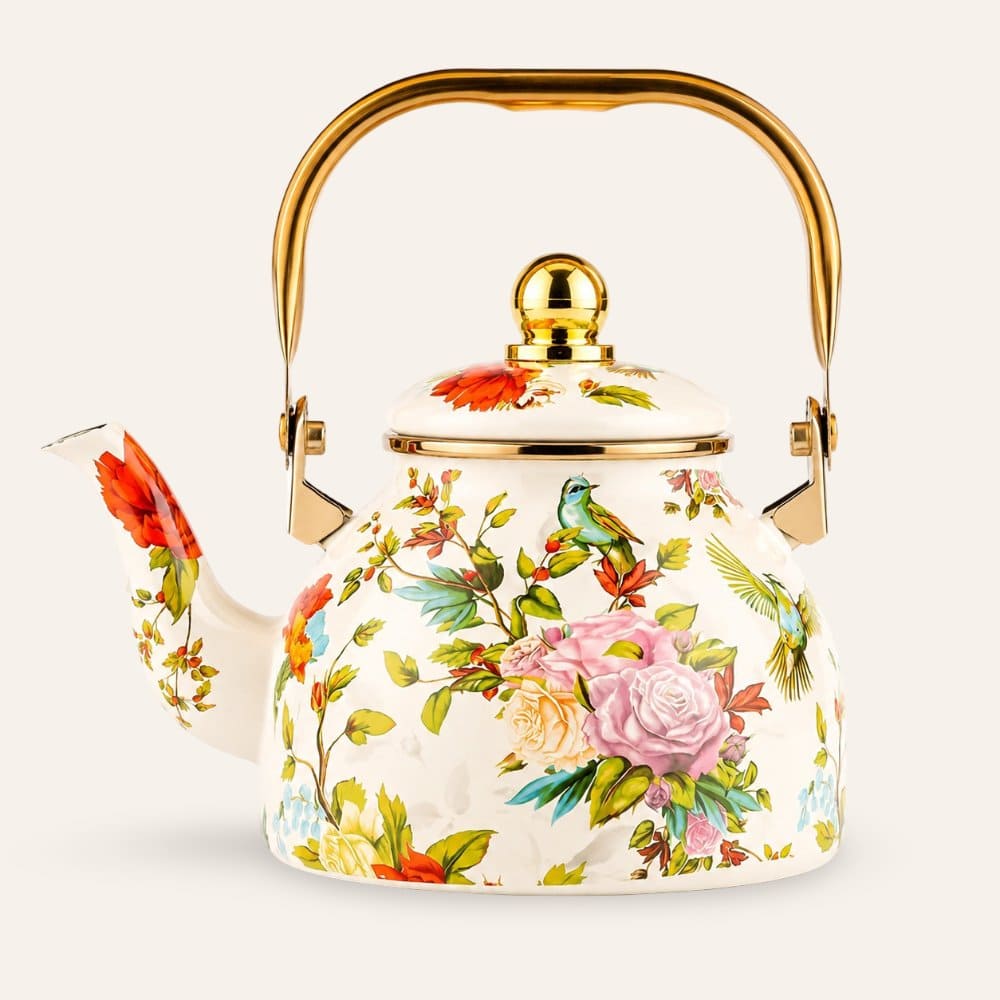 tetera grande porcelana floral